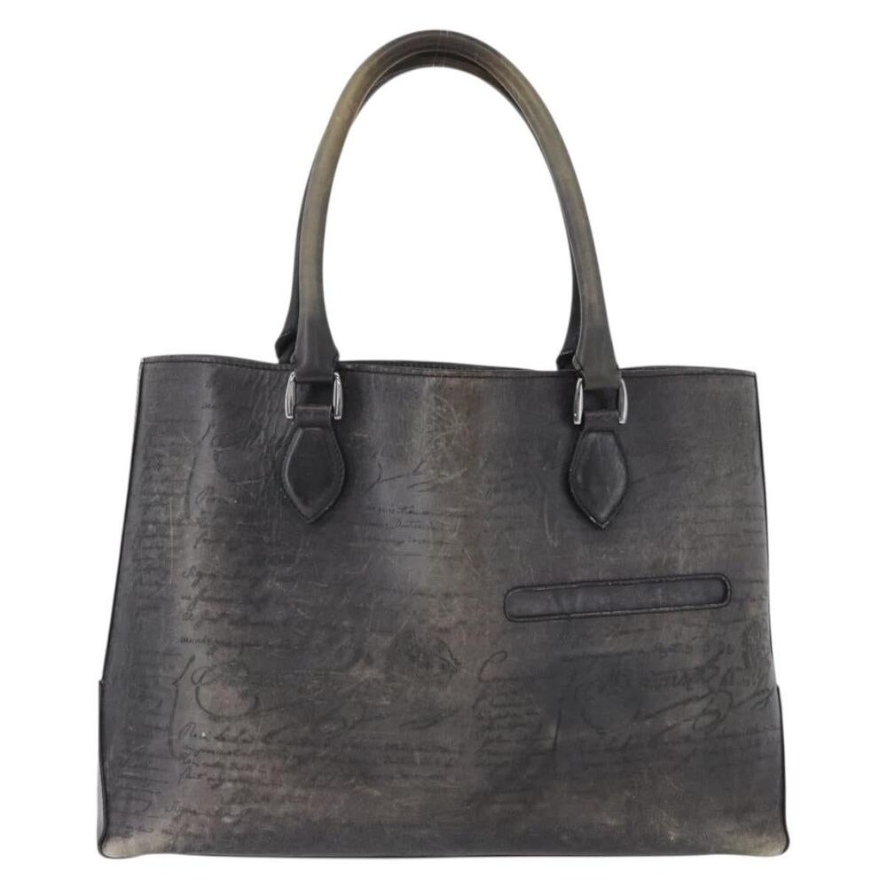 Berluti Leather Calligraphy To Joule Tote Bag Black